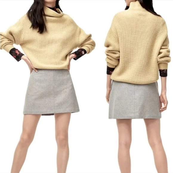 WILFRED Essonne Skirt Wool Cashmere Italy Light Grey Size 4 Aritzia - Picture 1 of 9